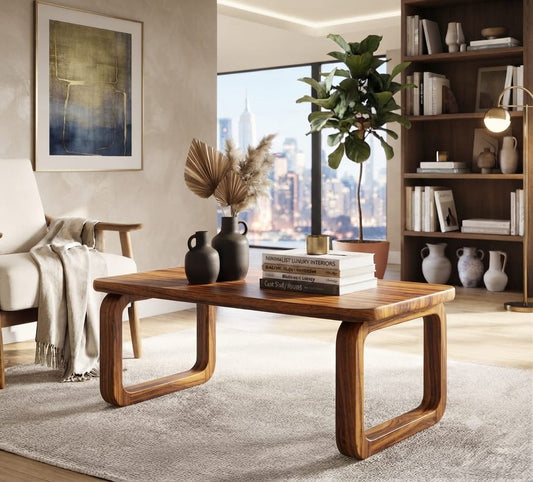 Modern Sheesham Wood Loop Leg Coffee Table