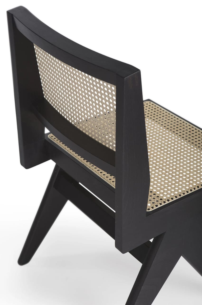 Premium Solid Wood & Natural Rattan Dining Chair | Handcrafted Modern Accent Chair