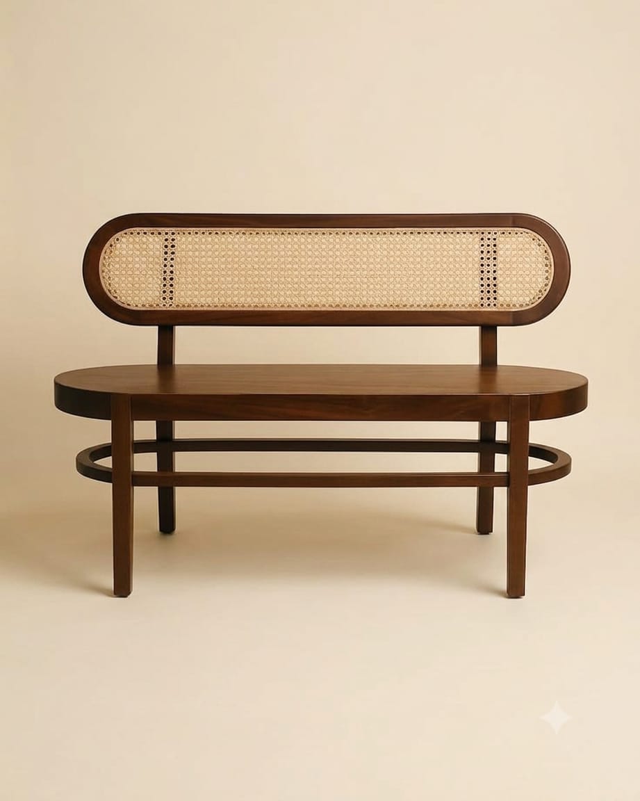 The Artisan Sheesham & Natural Cane Dining Bench