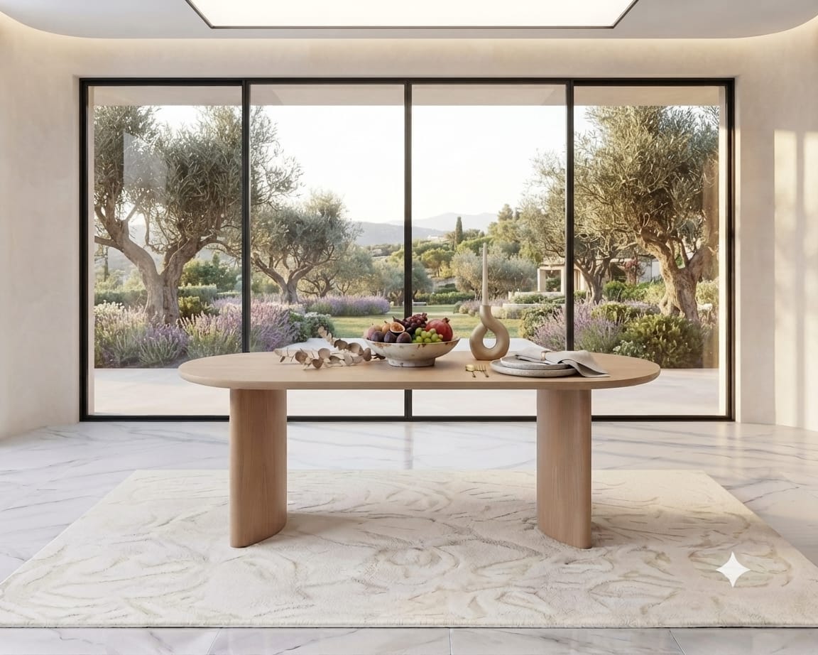 Modern Wooden Dining Table Set with Upholstered Chairs
