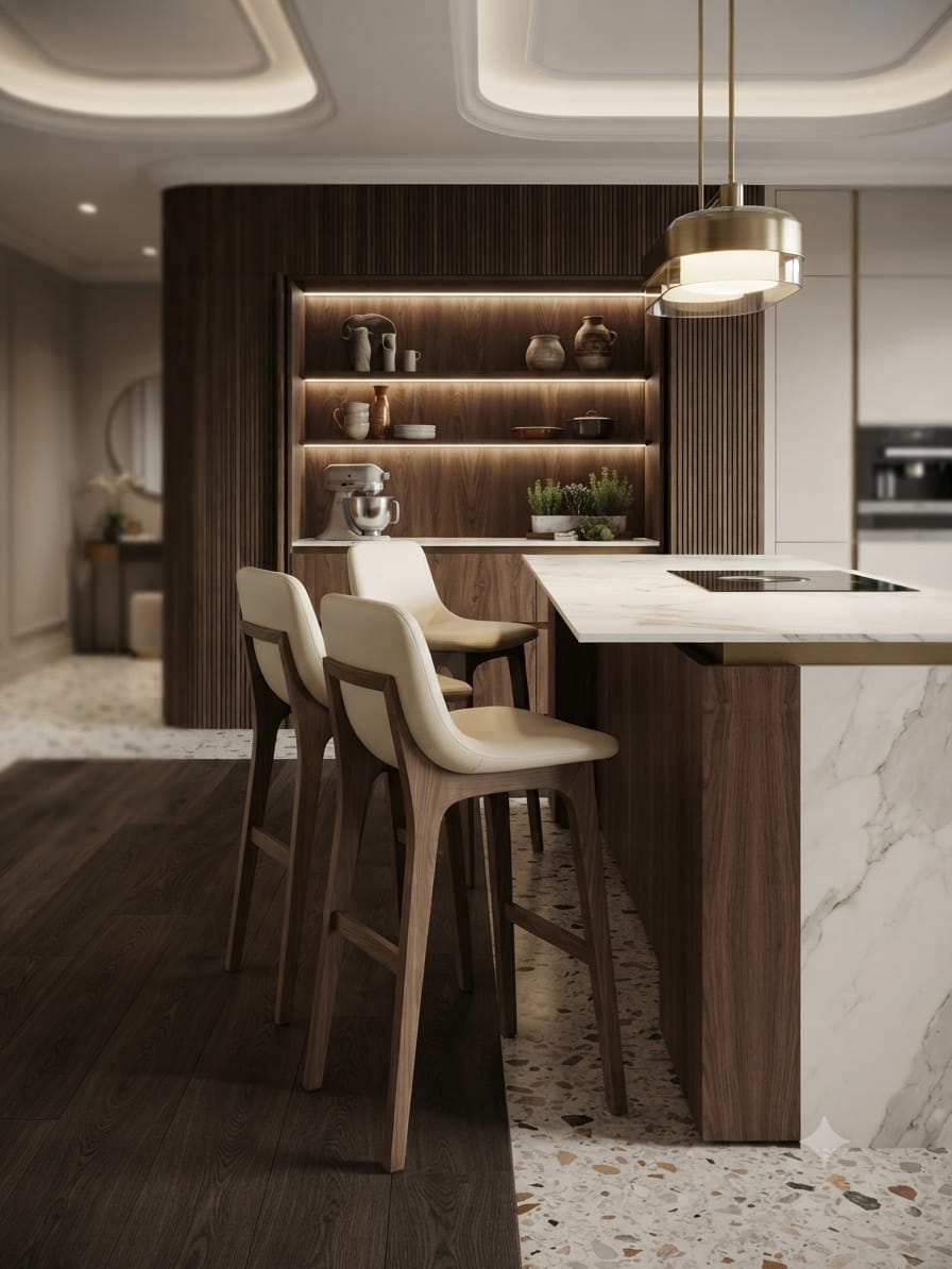 Premium Sheesham Wood Bar Stool with Leather Seat