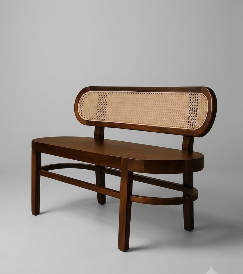 The Artisan Sheesham & Natural Cane Dining Bench