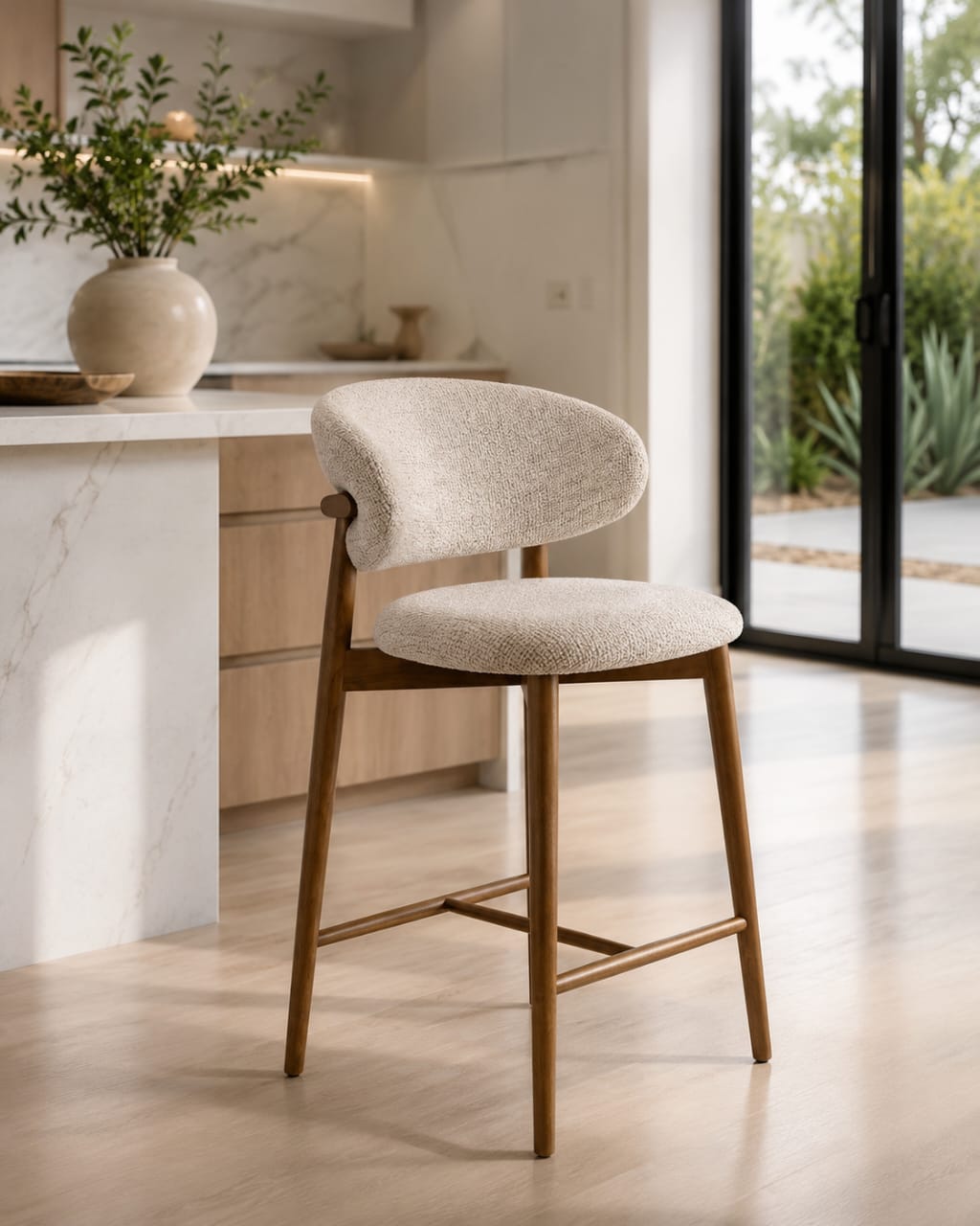 Premium Sheesham Wood Upholstered Bar Chair