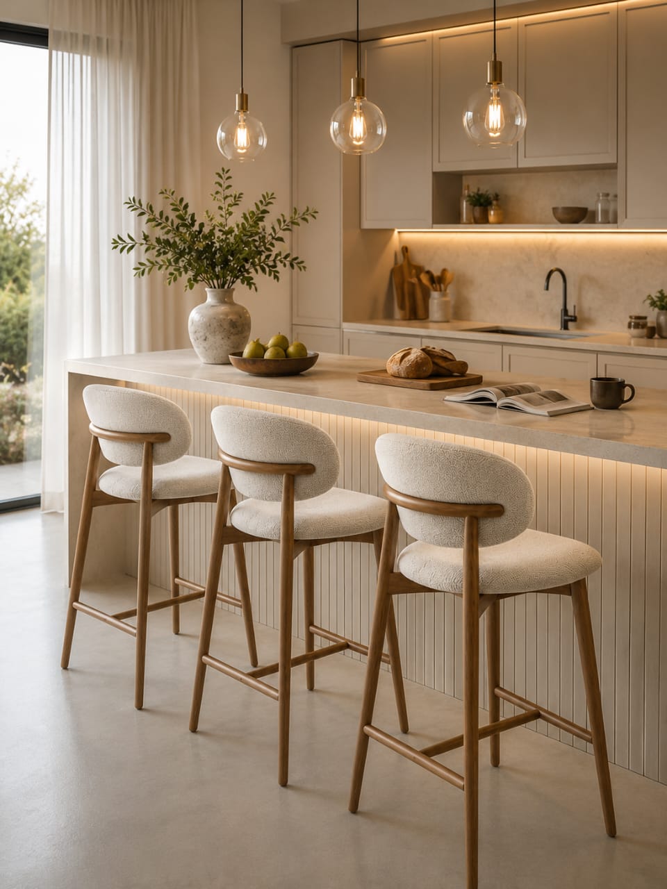 Premium Sheesham Wood Upholstered Bar Chair