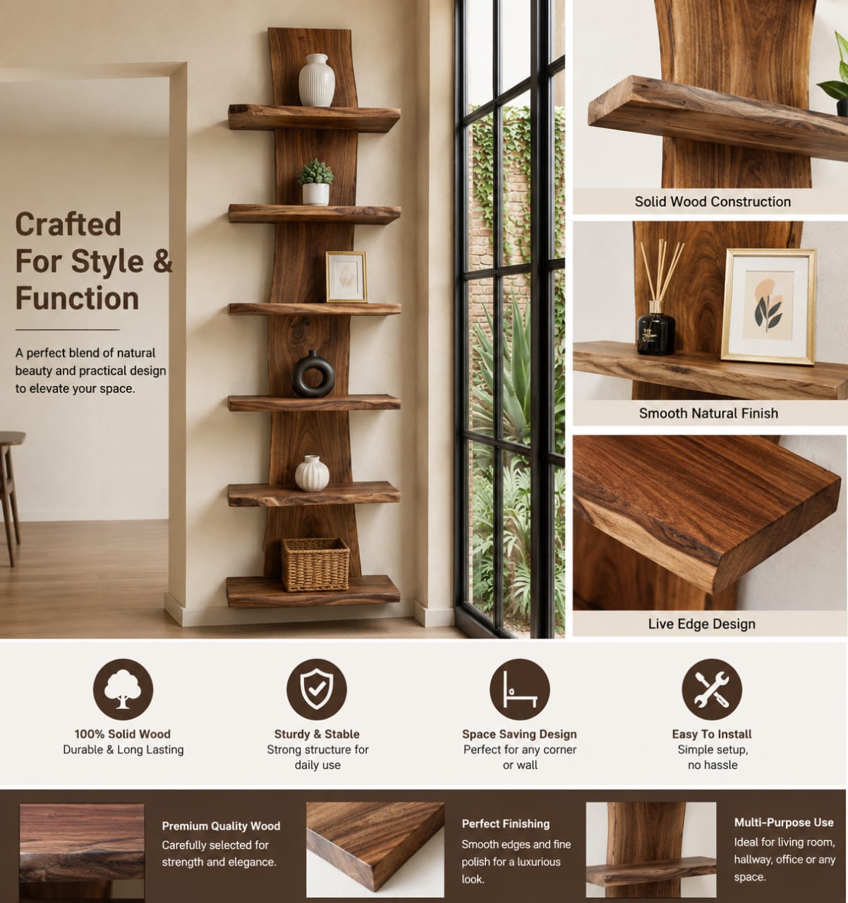 Modern Floating Wooden Storage Rack