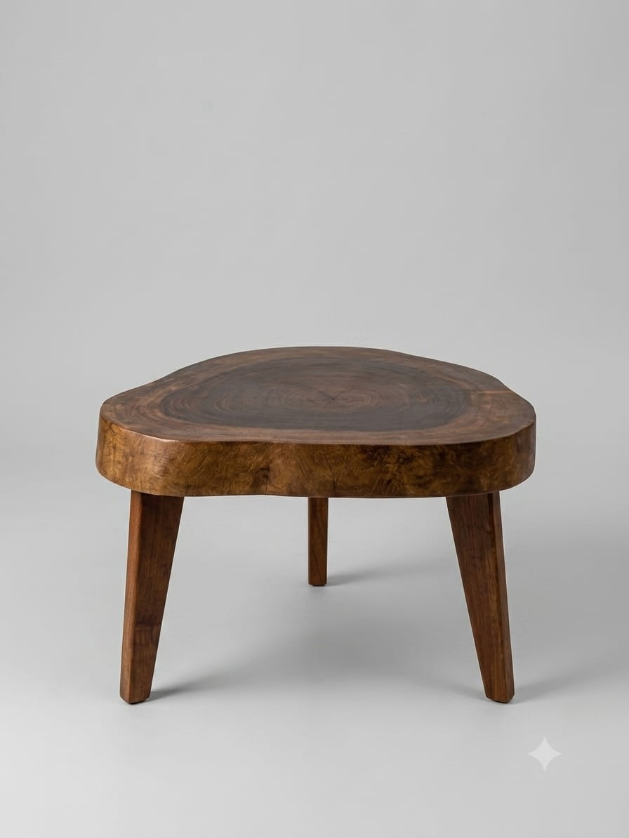 Two premium solid sheesham wood live edge nesting coffee tables with natural wood grain and organic edge design.