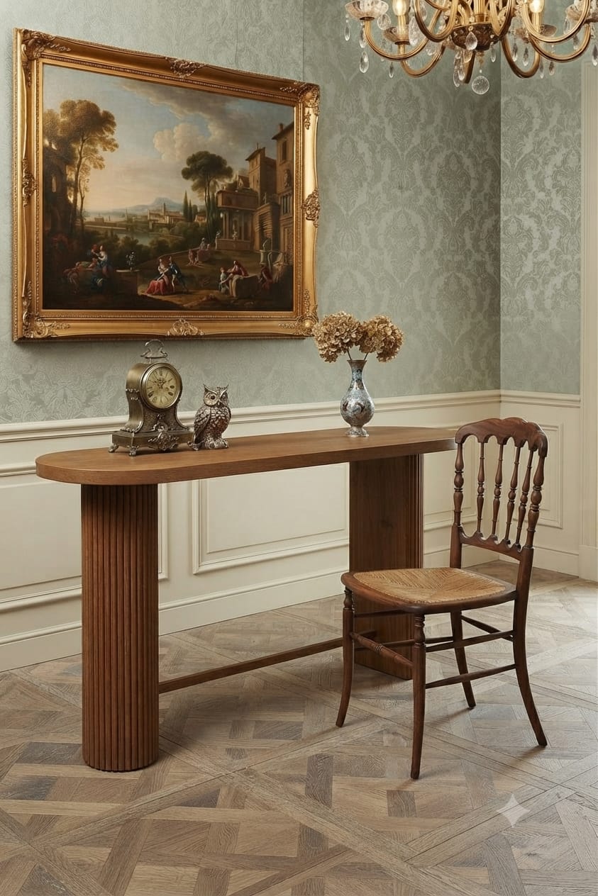 Solid Sheesham wood console table with sleek luxury style, perfect for entryway decor and functional surface.