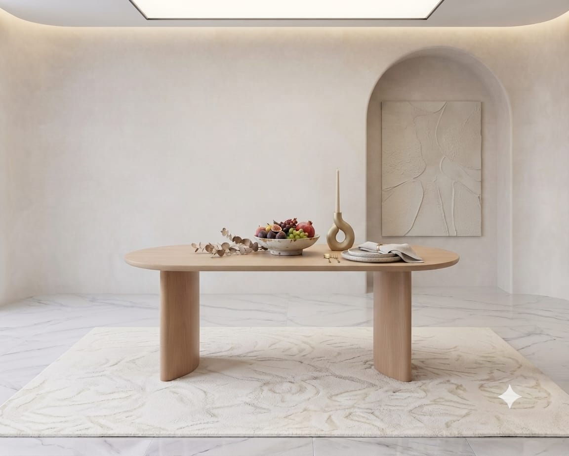 Modern Wooden Dining Table Set with Upholstered Chairs