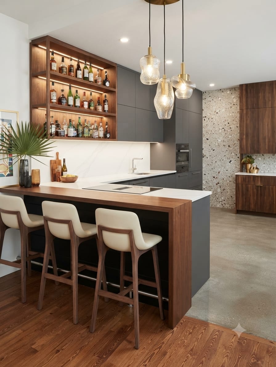 Premium Sheesham Wood Bar Stool with Leather Seat