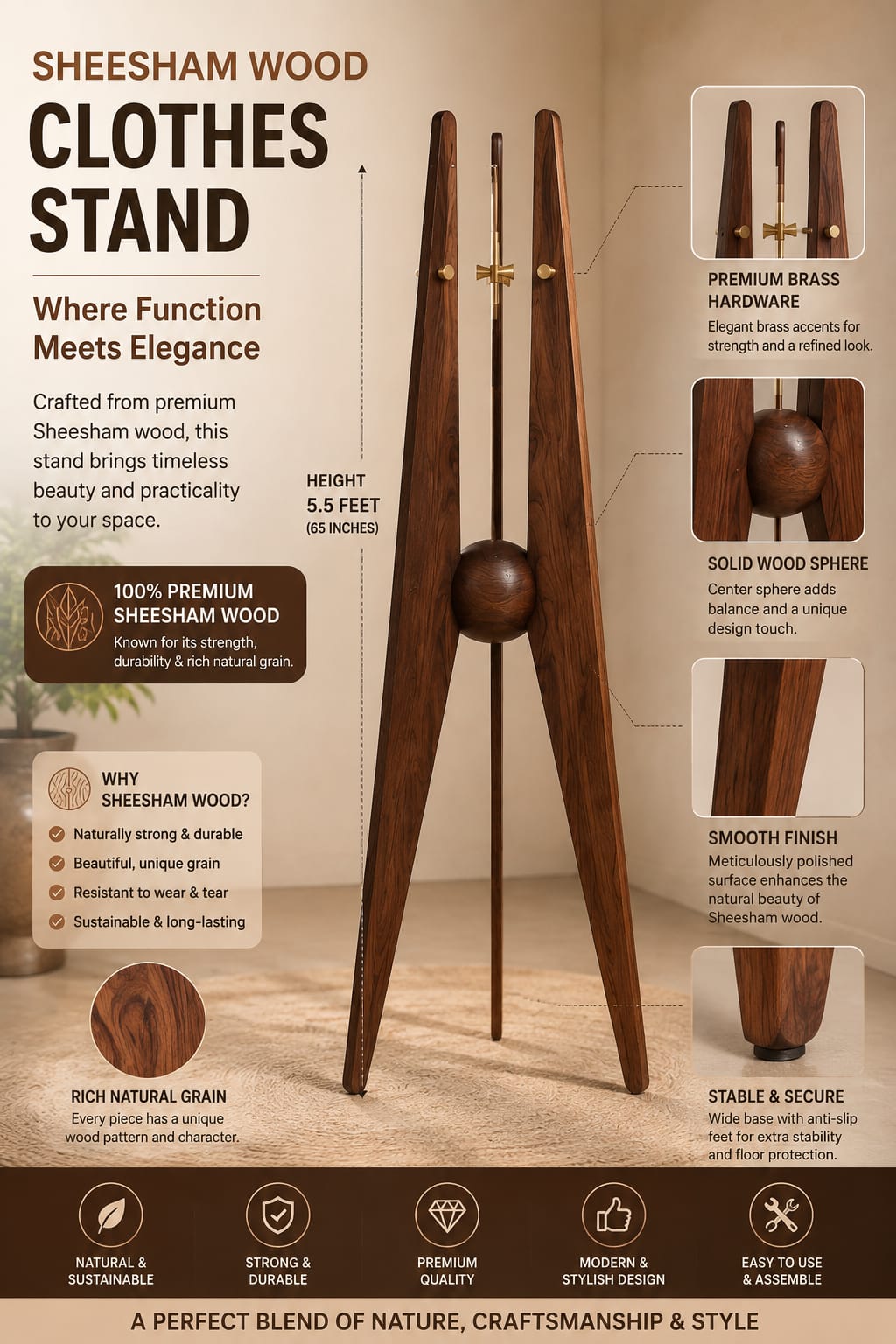 Modern Wooden Coat Rack
