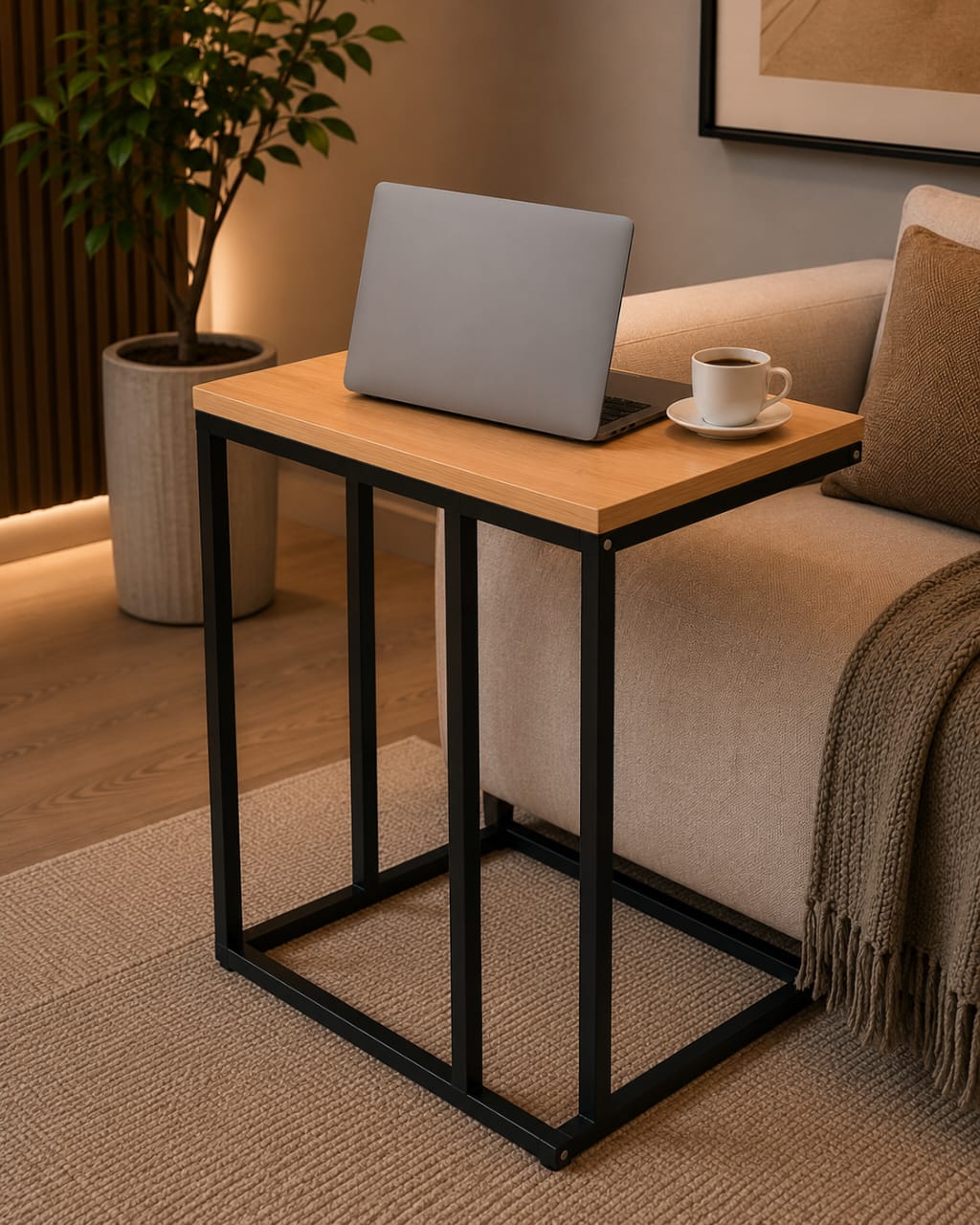 Modern C-Shaped Laptop Side Table