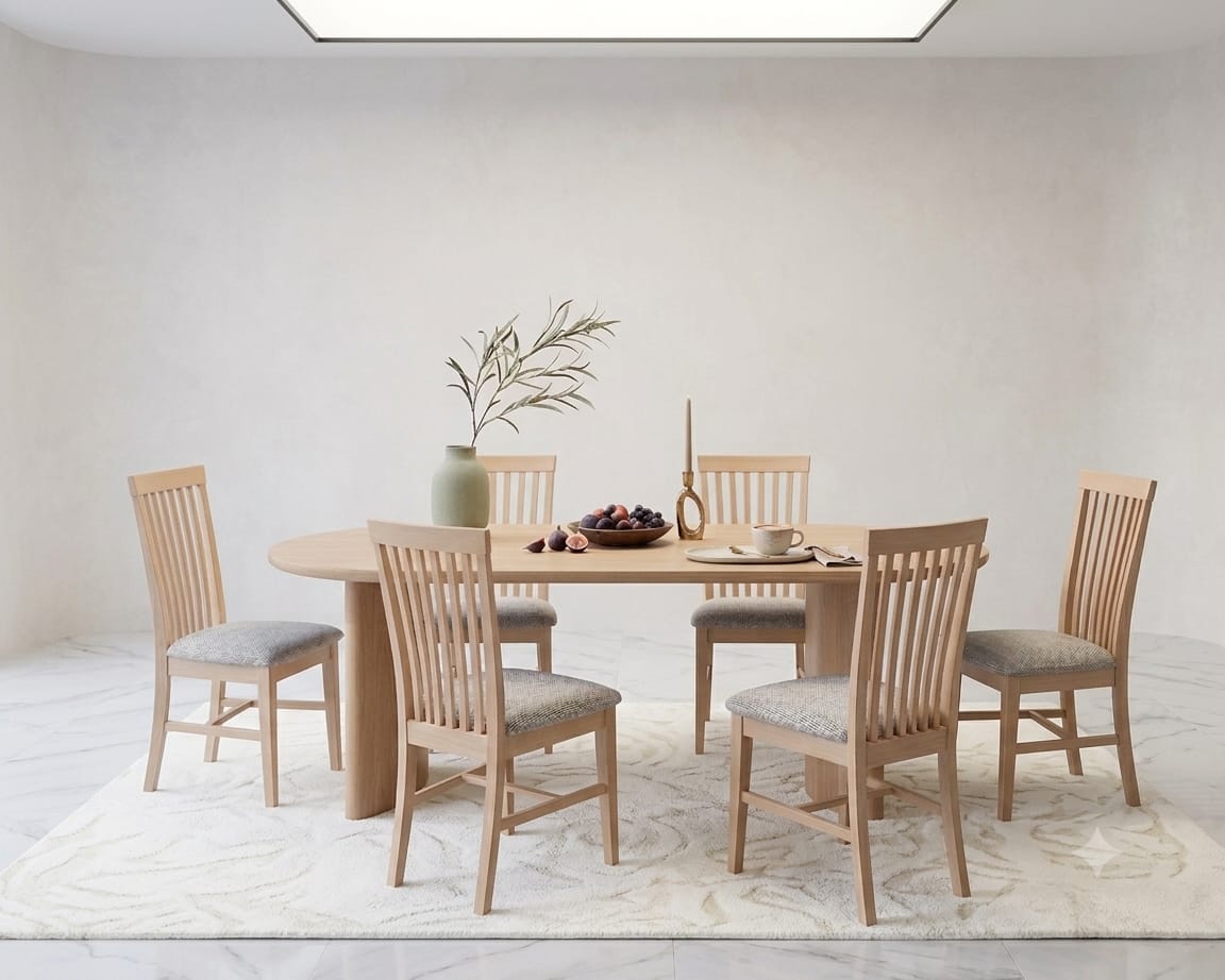 Modern Wooden Dining Table Set with Upholstered Chairs