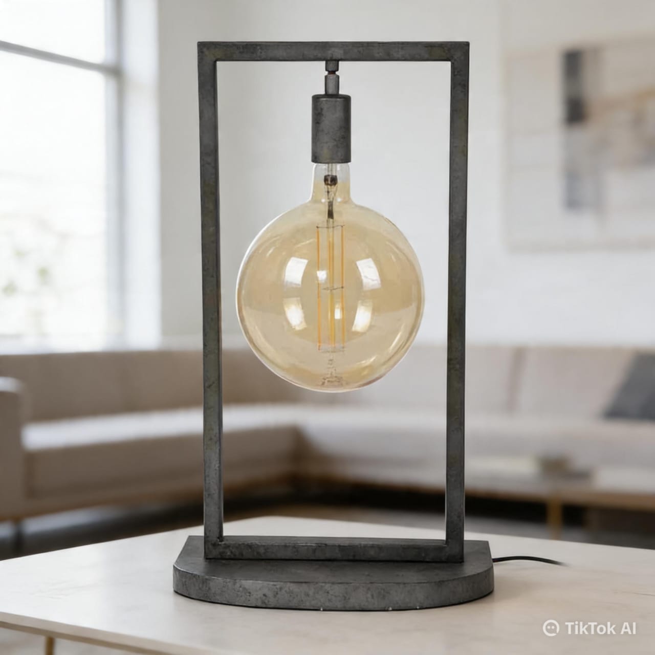 Modern Industrial Table Lamp with Edison Globe Bulb