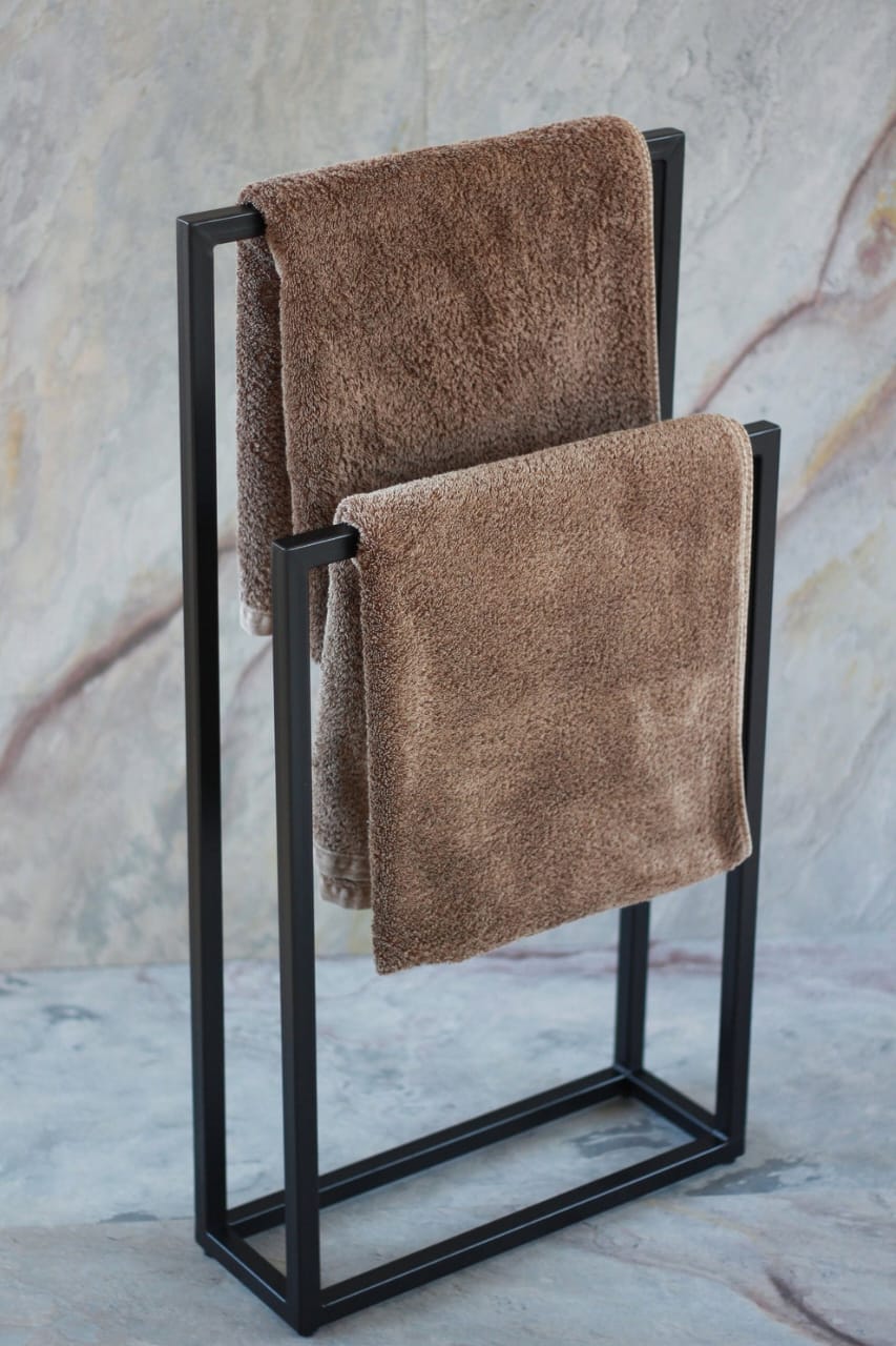 Matte Black Steel Bathroom Towel Holder