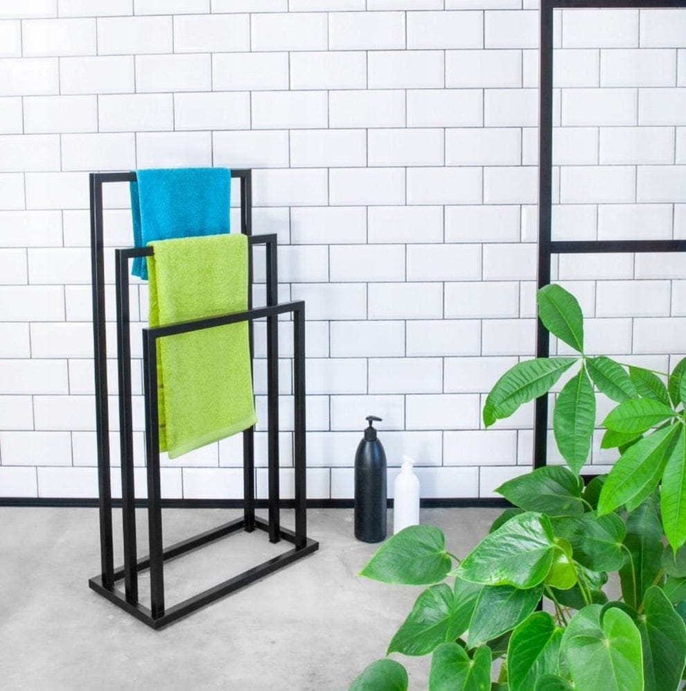 Matte Black Steel Bathroom Towel Holder