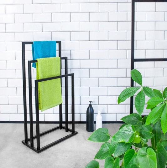 Matte Black Steel Bathroom Towel Holder