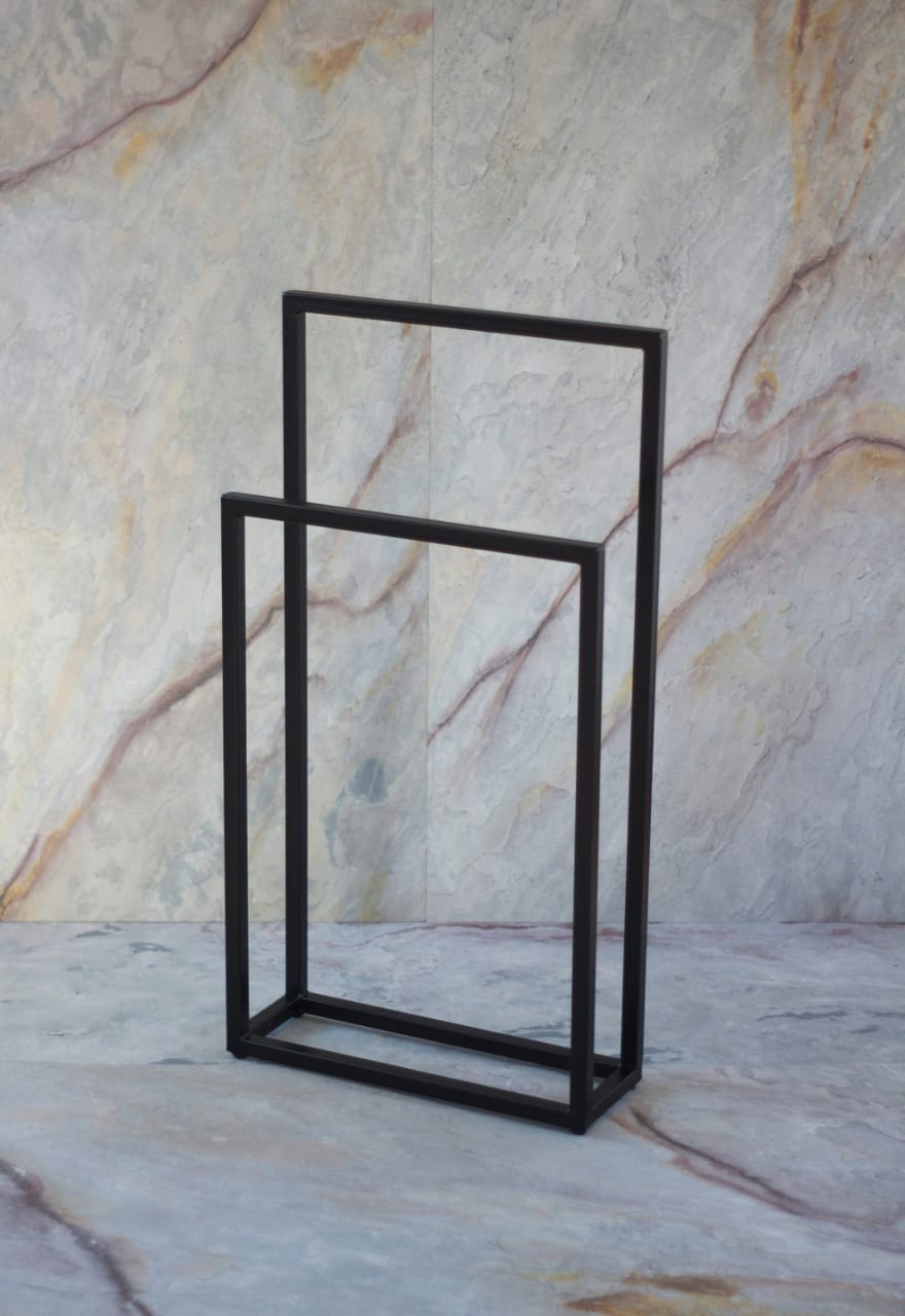 Matte Black Steel Bathroom Towel Holder