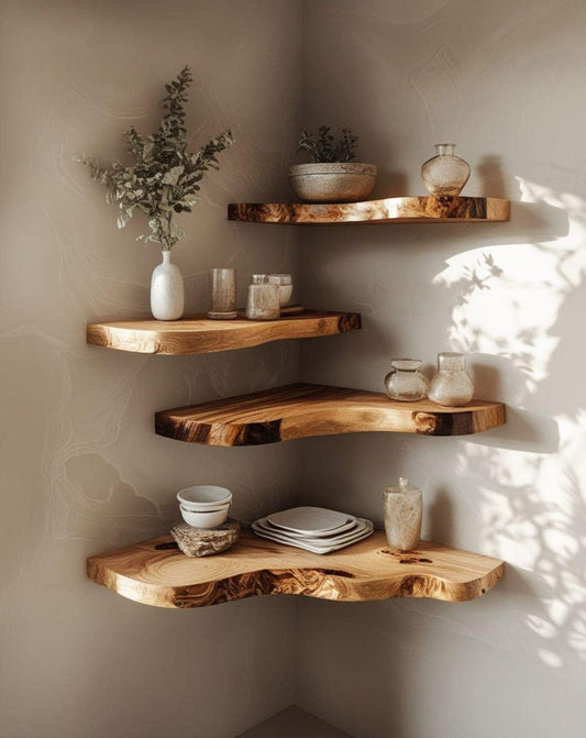 Premium Live Edge Solid Wood Floating Wall Shelf
