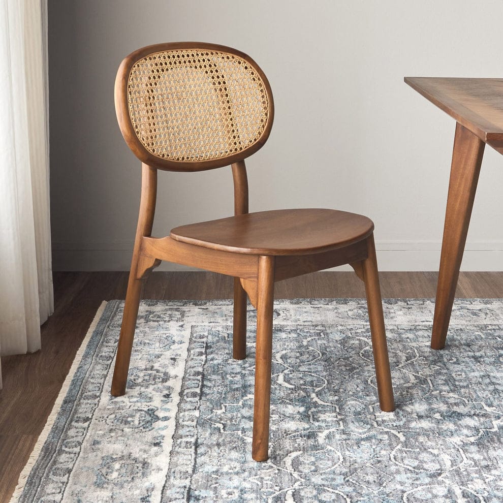 Premium Rattan Dining Chair | Handcrafted Solid Wood Cane Back Chair | Modern Mid-Century Dining Chair