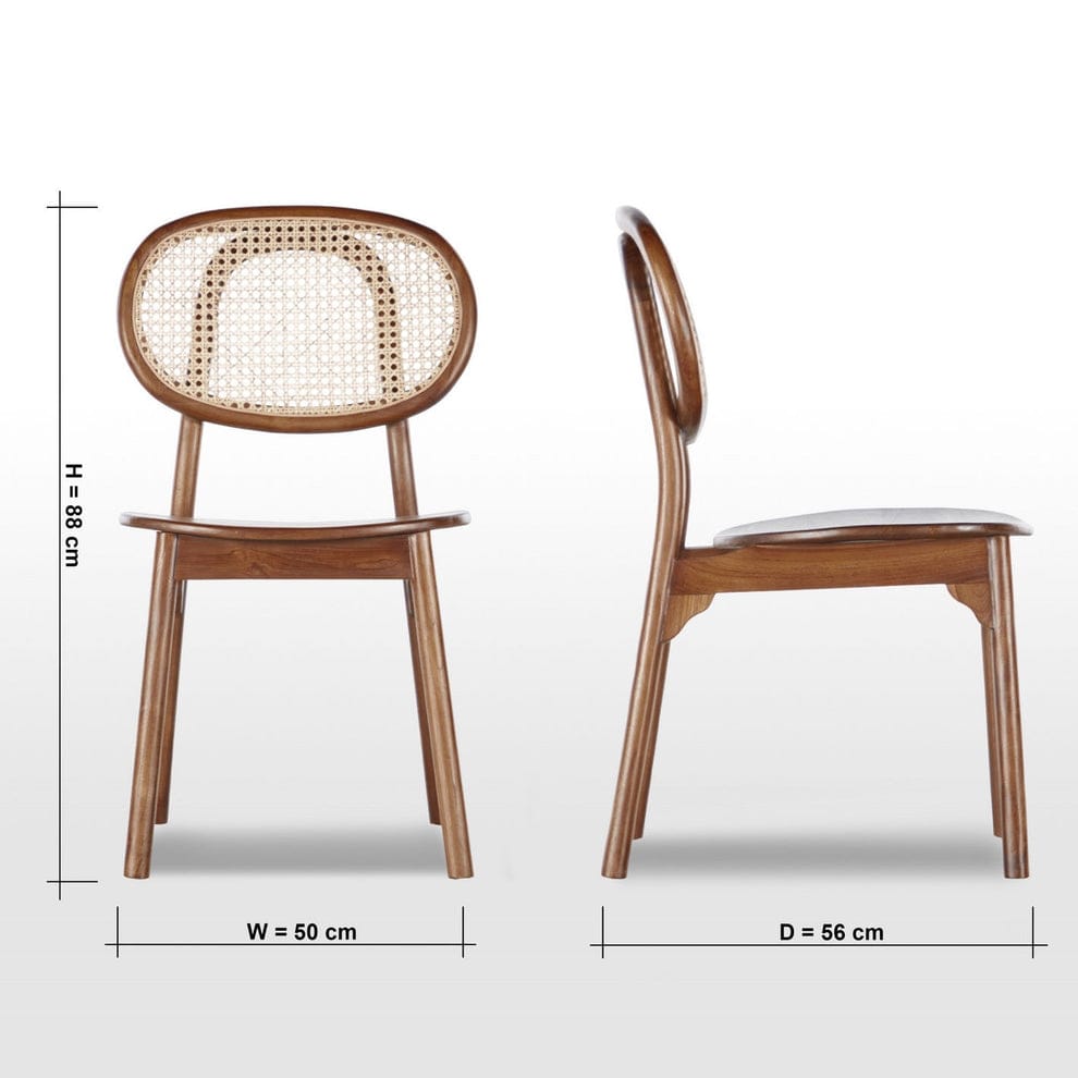 Premium Rattan Dining Chair | Handcrafted Solid Wood Cane Back Chair | Modern Mid-Century Dining Chair