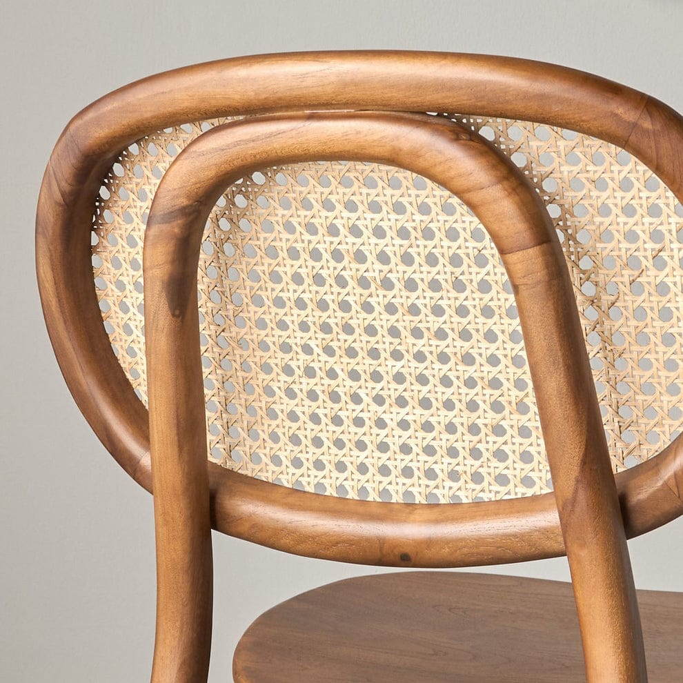 Premium Rattan Dining Chair | Handcrafted Solid Wood Cane Back Chair | Modern Mid-Century Dining Chair