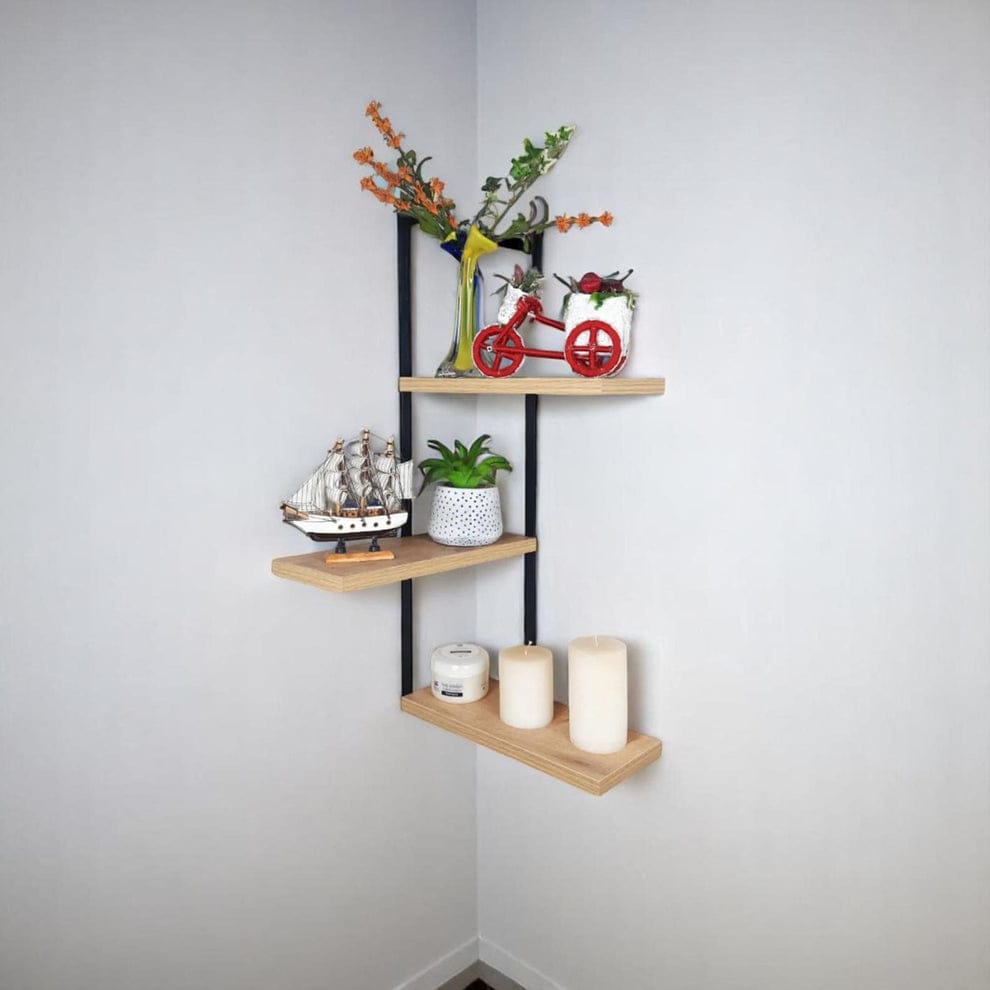 Modern 3-Tier Corner Floating Wall Shelf