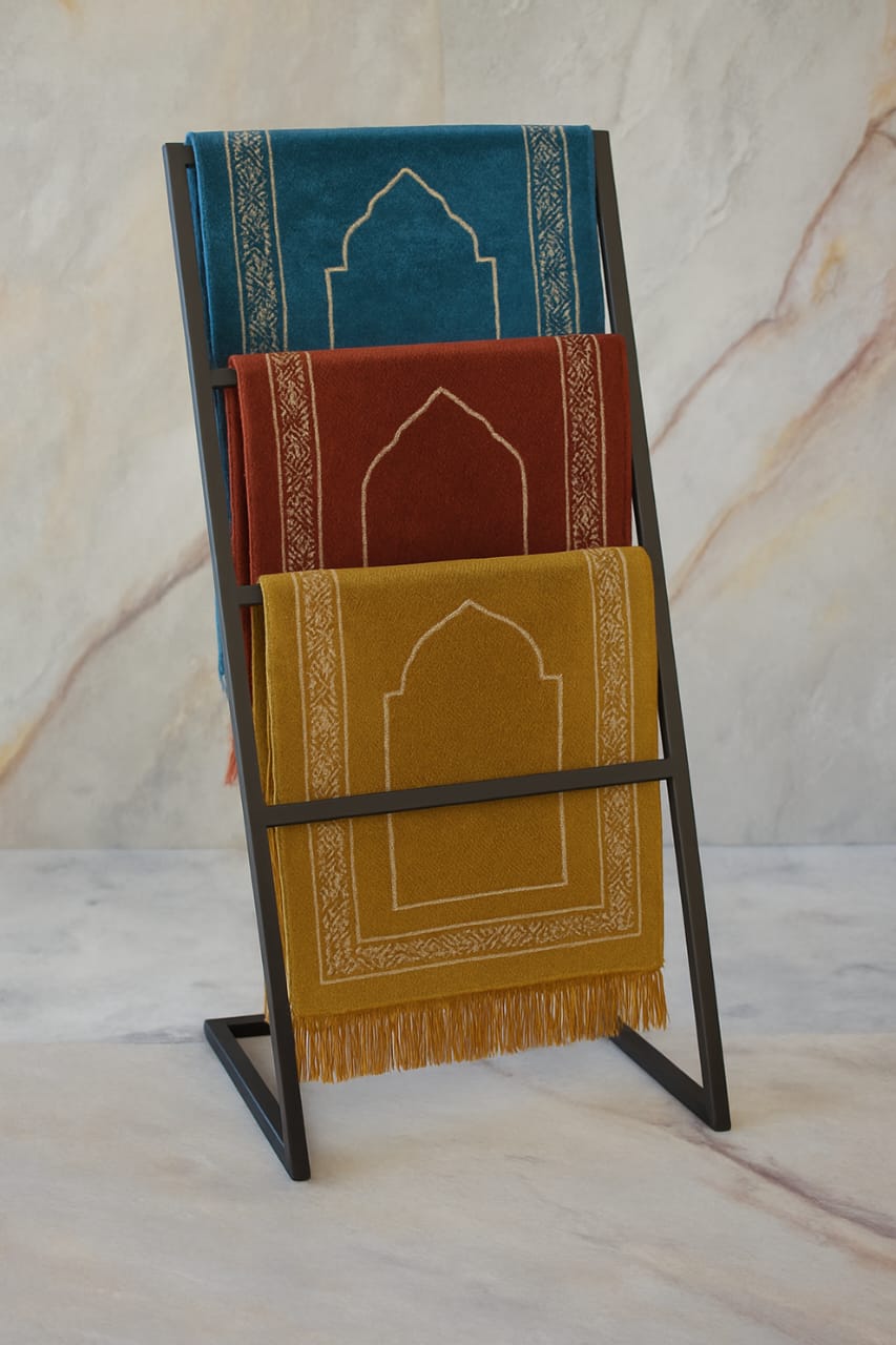 Premium Metal Prayer Mat Stand |Floor Standing Prayer Rug Storage Rack