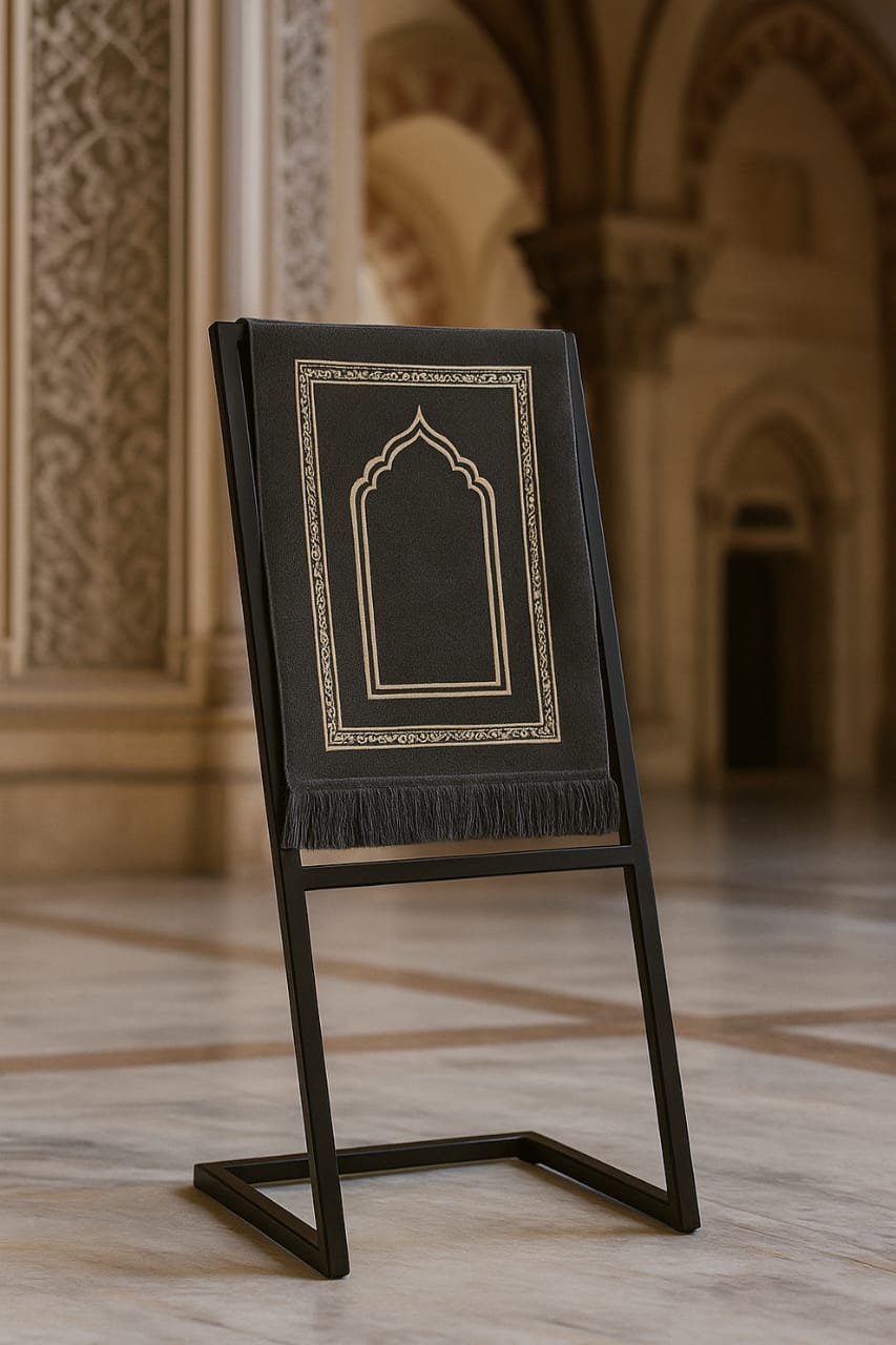 Premium Metal Prayer Mat Stand |Floor Standing Prayer Rug Storage Rack