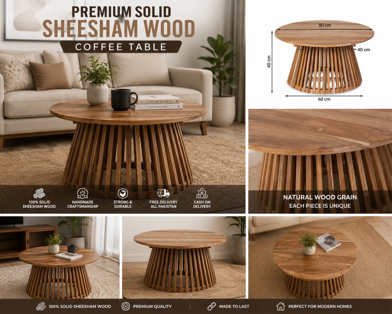 Modern Solid Wood Center Table