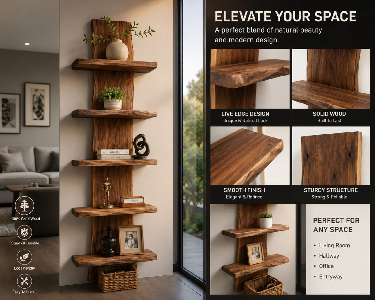 Modern Floating Wooden Storage Rack