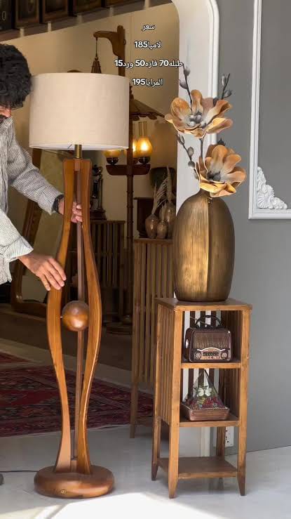 Solid Sheesham wood floor lamp stand, 139cm tall, modern luxury design for home decor by Sellixpk Furniture Hub