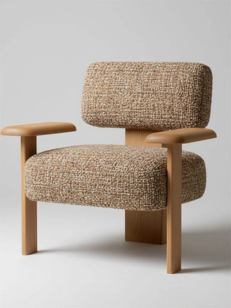 Modernist Bouclé Lounge Chair