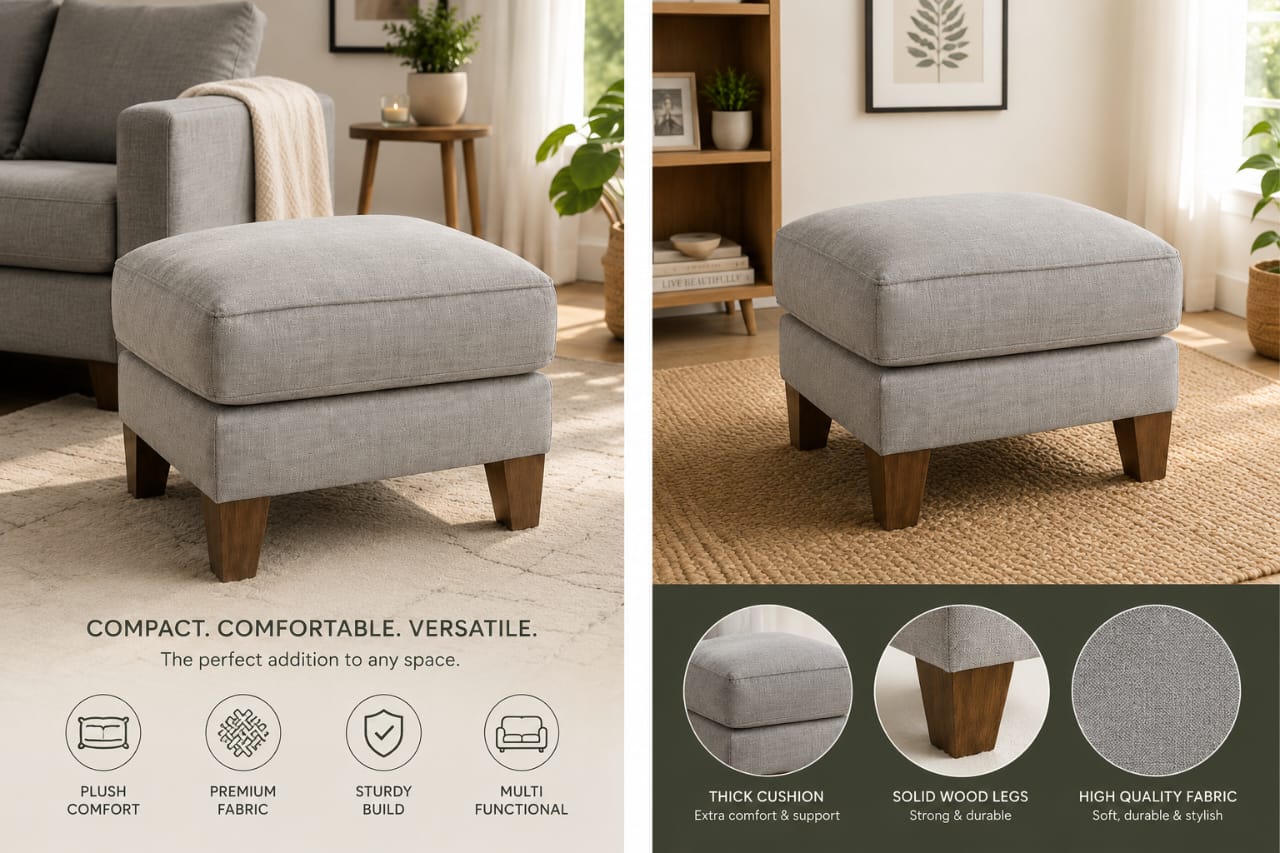Modern Upholstered Ottoman Footrest Stool
