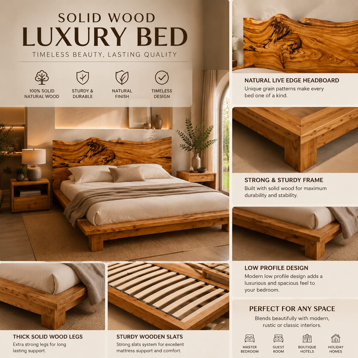 Premium Sheesham Wood Luxury Bed Frame