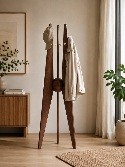 Modern wooden coat rack with multiple hooks and sleek design from Sellixpk Furniture Hub, ideal for entryway organization.